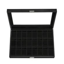 SONGMICS Caja de Relojes, con 24 Ranuras, Estuche de Relojes con Cierre, Tapa de Cristal, Regalo Ideal, Forro y Superficie Negro Tinta - Negro - Ver 8
