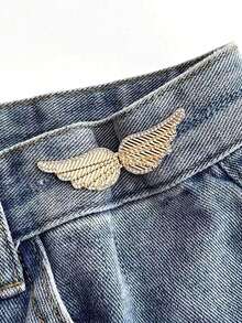 2pcs Shiny Wing Shaped Metal Alloy Adjustable Waist Belt Buckle, Detachable And No Nail Needed, High Quality Cinching Buckle For Jeans, Skirts, Pants And Other Accessories, Suitable For Women And Female Students - Gold - View 7