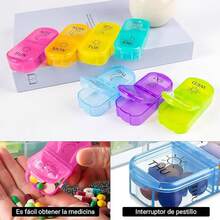 Organizador de Pastilla Semanal, Pastillero con Capacidad de 2 Tomas y 14 Compartimentos, Pastillero Portátil de Viaje para Medicamentos, Organizador Diario de Píldoras - Blanco+multicolor - Ver 7