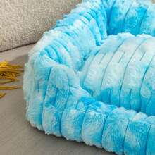 Plush Pet Bed, Warm Cat Bed, Rabbit Fur Soft Pet Sofa, Comfortable Dog Bed - Blue - View 3