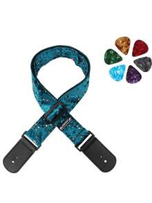 1pc Premium Guitar Strap, Vintage Aesthetic Design With Exquisite Starry Sky And Galaxy Print, Ergonomic Contoured With Padding, Fully Adjustable With Safety Lock Buckle, [All-In-One Musician Set], Ideal For Stage Performance, Studio Recording, Holiday Gift, Christmas, Birthday Celebration And Personal Leisure Use. - Multicolor - View 4