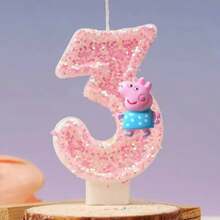 3D卡通人物蜡烛，1-7数字蜡烛，动漫蛋糕装饰，派对蛋糕装饰，生日礼物 - 彩色 - 查看 7