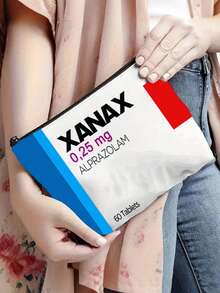1pc Leksal Xanax By Leksal Medication Storage Bag - 0.5mg Alprazolam Tablet Organizer With Secure Zipper Closure, Makeup Bag, Pattern Printed Bag Storage Bag,Cosmetic Pouch For Small Items Storage,Storage Bag, Makeup Storage Bag, Toiletry Bag Make Up Bag Makeup Pouch Cosmetic Bag Wash Bag Travel Essential Cruise Essentials Vacation Essentials For Men Women