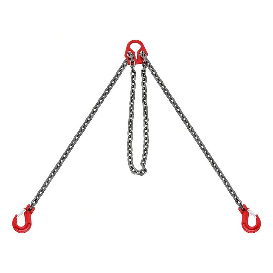 ZhdnBhnos Chain Sling, 5/16 Inch X 10Ft Lifting Chains With Hooks, G80 Engine Chain Hoist, 5 Tons/11,000lbs With 2 Leg Grab Hooks For Mining, Machinery, Ports, Building (Red) - Variant2 - View 1