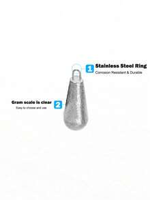 GOTURE 10pcs Fishing Sinker With Loop And Droplet Type Sinker, Suitable For Bottom Fishing With Sinker, Used For Sea Bass, Seawater And Freshwater Fishing Gear