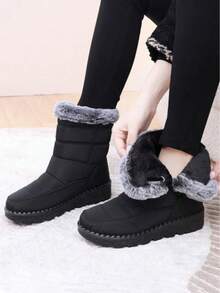Women's Long Plush Lined Snow Boots - Non-Slip Design, Suitable For Winter Outdoors - Đen tuyền - Xem 4