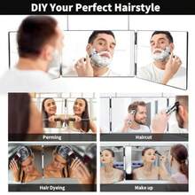 3 Way Mirror360 Trifold Mirror With Height Adjustable Telescoping Hooks And 5X Magnification Mirror For Makeup Hair Styling Black - As Pic - View 3