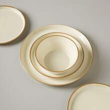 Richmount 12-Piece Plates And Bowls Sets For 4, 12 Pieces Stoneware Dish Set - Chip And Scratch Resistant, Round Tableware Set - Vanilla White - 查看 3