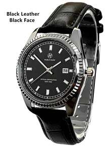 Pablo Raez 1pc Classic Men's Watch Stainless Steel Original Charming Brand New Man Wristwatch Male Luxury 50M Water Resistant Clocks Glow In The Dark Calendar Display Men's Black Microfiber Leather Soft & Breathable Casual Fashion Quartz Watch Silver Color Jewelry Non Tarnish Luminous Scale & Hands Black High Level Business Wristwatches For Daliy Use Gift For Father Or Male Friend Graduation Wedding Presents - 銀色 - 查看 13