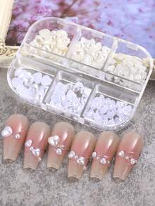 12 ô/1 hộp hình trái tim ngọc trai trắng trang trí móng tay nghệ thuật ngọc trai phẳng đính ngọc trai giả 3D trang sức phụ kiện làm móng tự làm cho tiệm, móng tay ấn, đồ dùng làm móng, đá quý làm móng, đồ dùng làm móng ngày lễ tình nhân - Nhiều màu - Xem 4