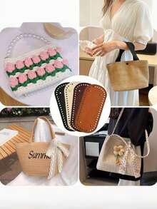 1pc Premium Oval PU Leather Bottom Pad - Reinforces Handbags And Wallets, Pre-Punched Holes For Sewing, Suitable For Crochet Projects, Sewing Accessories And DIY Crafts, Durable, Water-Resistant, Easy To Use, DIY Wallet Making - Multicolor - View 3