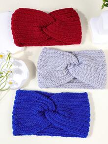 3 piezas Diadema calentadora de orejas de invierno, diadema tejida gruesa para clima frío para niños y adultos, accesorios para el cabello