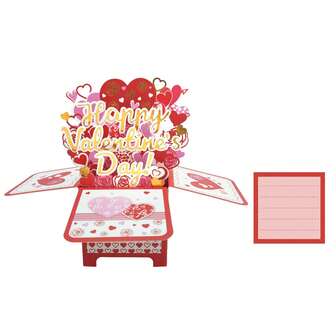 1pc Sweet Valentine's Day Card, Pop-Up Love Wedding Card, Valentine's Day Card For Women, Wife Anniversary Card, Wedding Card, Pop-Up Love Card, Handmade Paper Carving Card, Handmade Cartoon Card, Party Gift, Party Supplies