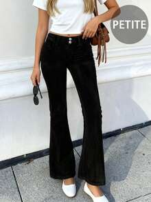 复古美式性感简约水洗纯色口袋休闲日常女裤 - 黑色 - 查看 2