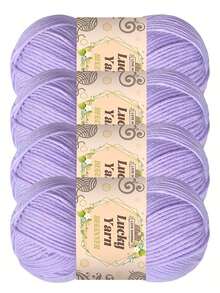 4股纯色钩针线，4团装，适合初学者，可用于钩织包袋、工艺品、装饰品、节日礼物、秋冬季饰品等。 - 彩色 - 查看 6