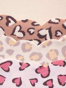 3pcs Women's Panties With Lovely Heart Print, Ruffled Trim, Soft & Smooth Fabric, Comfortable Casual Underwear - Multicolor - View 3