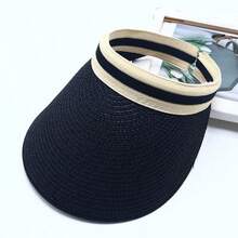 قبعة قش شمسية كاكي لصيف أحادية القطعة، قبعة واقية من الشمس للخارج