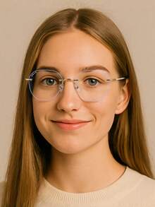 1 pieza Gafas de moda con lente transparente y diseño único de mujer con ojos de gato de metal con rhinestones - transparente - Ver 43