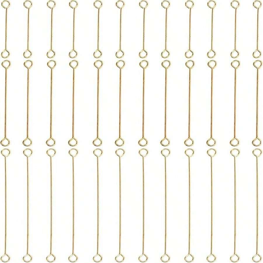 PATIKIL 15mm_25mm_35mm Open Eye Pins, 36 Pcs Metal Double Head Pins Needles Eye Pins For Jewelry Making Findings Earring Necklace Bracelet, Gold - Màu B - Xem 1