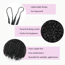 EAYON HAIR Tight Curly Crochet Human Hair Extension Pre-Seperated Human Crochet Hair Natural Color 14-22 Inch 50 Strands - Natural Black - View 3