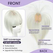 5x9cm Human Hair Topper Hair Piece Top Base Middle Part With Bangs 9 Colors Available For Women Hair Loss Or Bangs HairStyle, Easy To Install, Lightweight, Suitable For Daily Use, Dates, Parties, And Various Holidays. Highlight Your Beauty - SA02 - 查看 7