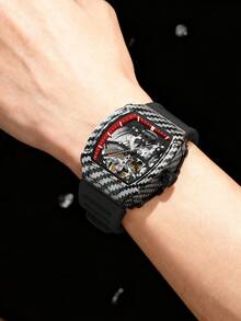 MUSANFIGO Men's Automatic Hollow Mechanical Watch, Luminous, Fashion Casual Wristwatch - Ideal Gift For Men - Black - View 6