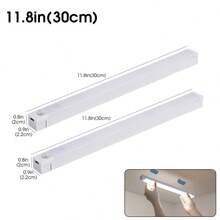 Intelligent LED Motion Sensor Light, Thin Cat Eye Mountain Shaped Lamp Strip For Home Decor, Rechargeable Self-Adhesive Cabinet Wardrobe Light, 10cm/200mAh, 30cm/400mAh, 50cm/400mAh Motion Sensor Cabinet Light