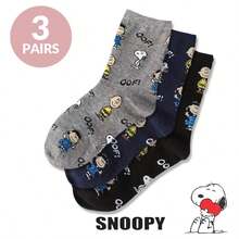SNOOPY 1/3/4/8双装中筒袜 卡通袜 可爱动漫周边中筒袜 创意个性化卡通情侣袜 百搭袜 - 彩色 - 查看 13