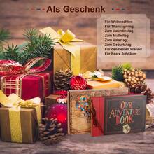 OUR ADVENTURE BOOK Adventure Book Scrapbook Album 11.9 X 7.6 Inch 80pages,3d Retro Embossed Letter Hard Cover Movie Up,Memory Book For Couples,DIY Album For Anniversary,Wedding,Travelling,Friends,Family,Couple Gifts - 復古色 - 查看 9