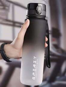 1 pieza Botella de agua de plástico de gran capacidad de 650ml, con marcador de tiempo degradado, botella de agua deportiva portátil a prueba de fugas, para hombres y mujeres, para uso en exteriores, de bebida directa, fácil de transportar, adecuada para la escuela, el gimnasio, el camping, el senderismo y los viajes - Multicolor - Ver 1