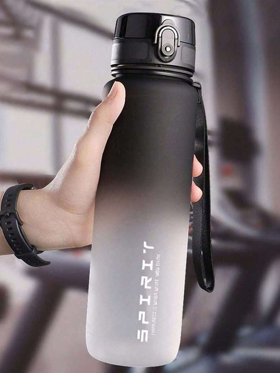 1 pieza Botella de agua de plástico de gran capacidad de 650ml, con marcador de tiempo degradado, botella de agua deportiva portátil a prueba de fugas, para hombres y mujeres, para uso en exteriores, de bebida directa, fácil de transportar, adecuada para la escuela, el gimnasio, el camping, el senderismo y los viajes - Multicolor - Ver 1