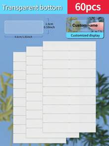 Customized 30/60/120/240/360/480pcs Transparent Waterproof Name Labels - White/Clear/Holographic/Rainbow Customized Stickers, Various Sizes Of Labels, Customizable Text,Office Decor