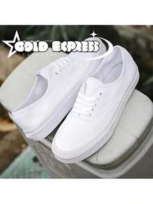Authentic Men's Casual Basic Skater Sneakers In Various Colors, Unisex, Non-Slip, Sizes 34 To 43, 24-Hour Shipping - 白色 - 查看 4