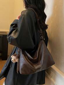 时尚百搭的极简新月形单肩包 - 咖啡 - 查看 4