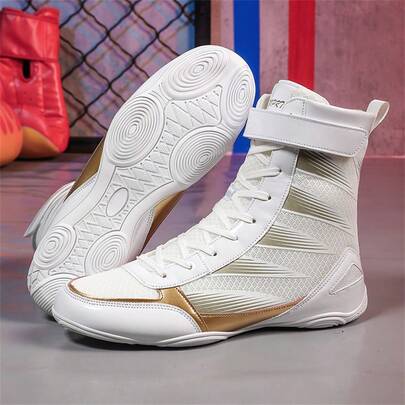 Giày đấm bốc chuyên nghiệp dành cho nam, giày thi đấu cổ cao, giày tập luyện võ thuật/đấu vật, thiết kế nhẹ, làm từ chất liệu lưới, phù hợp cho tập thể dục, cử tạ, thể hình, tập luyện và nhiều hoạt động khác.