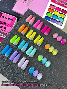 12-Color Sweet & Edgy Patting Gel Set - Playful Pink & Bold Black Hues With Glossy Finish, Perfect For Teen Girls' Nail Art & Everyday Looks, Easy Apply & Long-Lasting - Nhiều màu - Xem 4