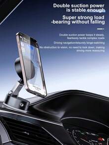 Upgraded Vacuum Magnetic Car Phone Holder With 360° Rotation & Foldable Design Strong Magnetic Absorption For IPhone Samsng Desktop Stand - màu đen - Xem 9