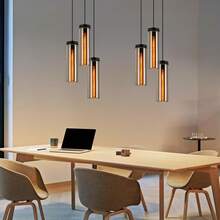 客厅复古吊灯 - 单灯座玻璃灯罩复古餐桌吊灯 E27 高度可调，适用于卧室厨房（不含灯泡） - 3 火焰 - 查看 3