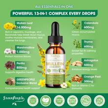GREENPEOPLE Mullein Drops For Lungs - Lung Cleanse & Detox - Apple Flavor Vegan Mullein Leaf Extract Liquid Tincture, Support For Respiratory, Immune, Digestive System, Natural Herbal Supplement, 2 FL OZ - Apple flavor - 查看 2