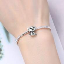 CYCUFF 1 Mặt dây chuyền hình động vật dễ thương mạ bạc hình ếch, khỉ, chó con, mèo con, hổ cho vòng tay độc đáo, làm đồ trang sức tự làm, quà tặng sinh nhật phù hợp cho phụ nữ - Bạc - Xem 9