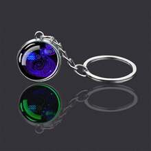 1pc Constellation Luminous Keychain Fashion Double Side Cabochon Glass Ball Keychain Zodiac Signs Keyring Key Holder Jewelry - Silver - View 16