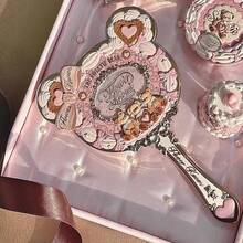 The Sweetie Bear Hand Mirror, Vintage Portable Handheld Mirror, Fancy & Pretty Princess Mirror With Long Handle, Gift For Girls (Creamy Pink) - 甜心熊 - 奶油粉紅色 - 查看 5