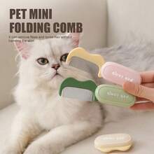 宠物美容梳双头人体工学手柄猫狗毛发梳理按摩梳带收纳盒，居家旅行两用