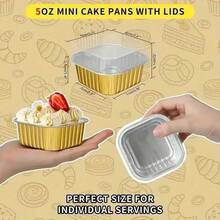 25/50pcs Gold Durable Square Aluminum Foil Baking Cups With Lids - For Cakes, Muffins, Desserts, Christmas, Halloween, Muffin Cups, Dessert Containers, Sturdy Structure, Heat-Resistant Material, Holiday Cooking, Party Planning - Gold - View 4
