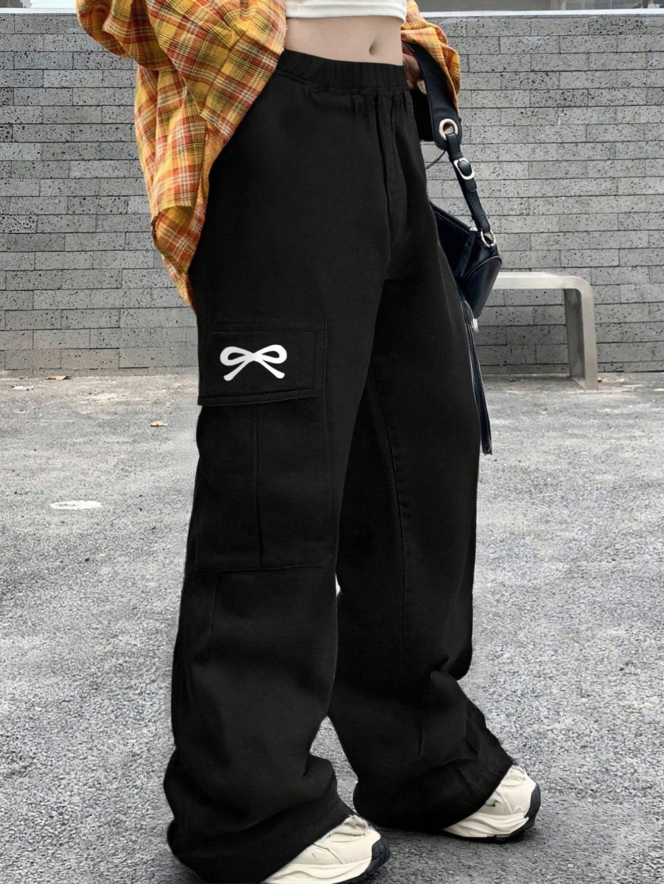 بنطلون كاجوال فضفاض للفتيات المراهقات مع طبعة فراش...