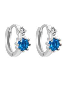 أقراط فاخرة للنساء من البلور الأزرق والأحمر - نحاس بطلاء معدني، مثالية لحفلات الزفاف والمناسبات - فضي - مشاهدة 1