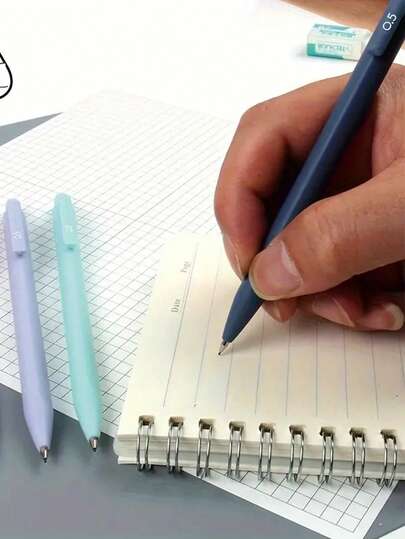 1pc/2pcs/3pcs/5pcs, Morandi-Colored Mechanical Pencils, 0.5mm Nib, Black, With Ultra-Soft Grip, Triangular Barrel, Colored Barrel, Minimalist Mechanical Pencil, Retractable Pen For Men And Women, Black Ballpoint Pen, Office Stationery, Writing Pen, Christmas Home Decor Party Gift, Suitable For Office Writing, Christmas Party Gifts, Art Stationery Gift Set (Patterns And Colors Random).