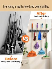 Cârlig de mop autoforant puternic, suport pentru mop montat pe perete, cârlig puternic pentru depozitare și suport de agățare, cârlig de mop de perete pentru baie și toaletă, dispozitiv de depozitare metalic portant care economisește spațiu pentru agățare, potrivit pentru casă, bucătărie, grădină, spălătorie și garaj - soluție durabilă de depozitare pentru unelte și echipamente