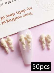 50 piezas de estilos de otoño e invierno, decoraciones de arte de uñas con diseño de lazo de felpa y felpa, DIY, accesorios de uñas con lazo, productos para uñas, encantos para uñas, accesorios para uñas - Multicolor - Ver 4