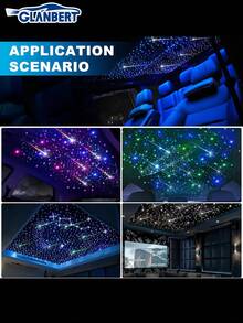 GLANBERT Upgraded Starry Sky Ceiling Light Kit, RGB APP Flashing Fiber Optic Lights, 500pcs 0.03" 6.5ft/2m Fiber Optic Star Ceiling Light Kit, Suitable For Car Truck Roof/Home/Party - A - 查看 2